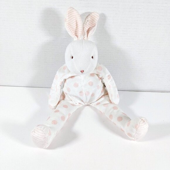 BUNNIES BY THE BAY  Carrots White Pink Polka Dot Rabbit Plush Lovey 13" - Picture 1 of 5